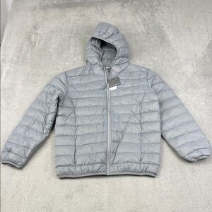 NEW Eddie Bauer 14 Duck Down Large Unisex Boys Girls Kids Gray Puffer Jacket